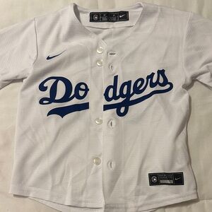 Nike Kids White Dodgers Button Down Shirt